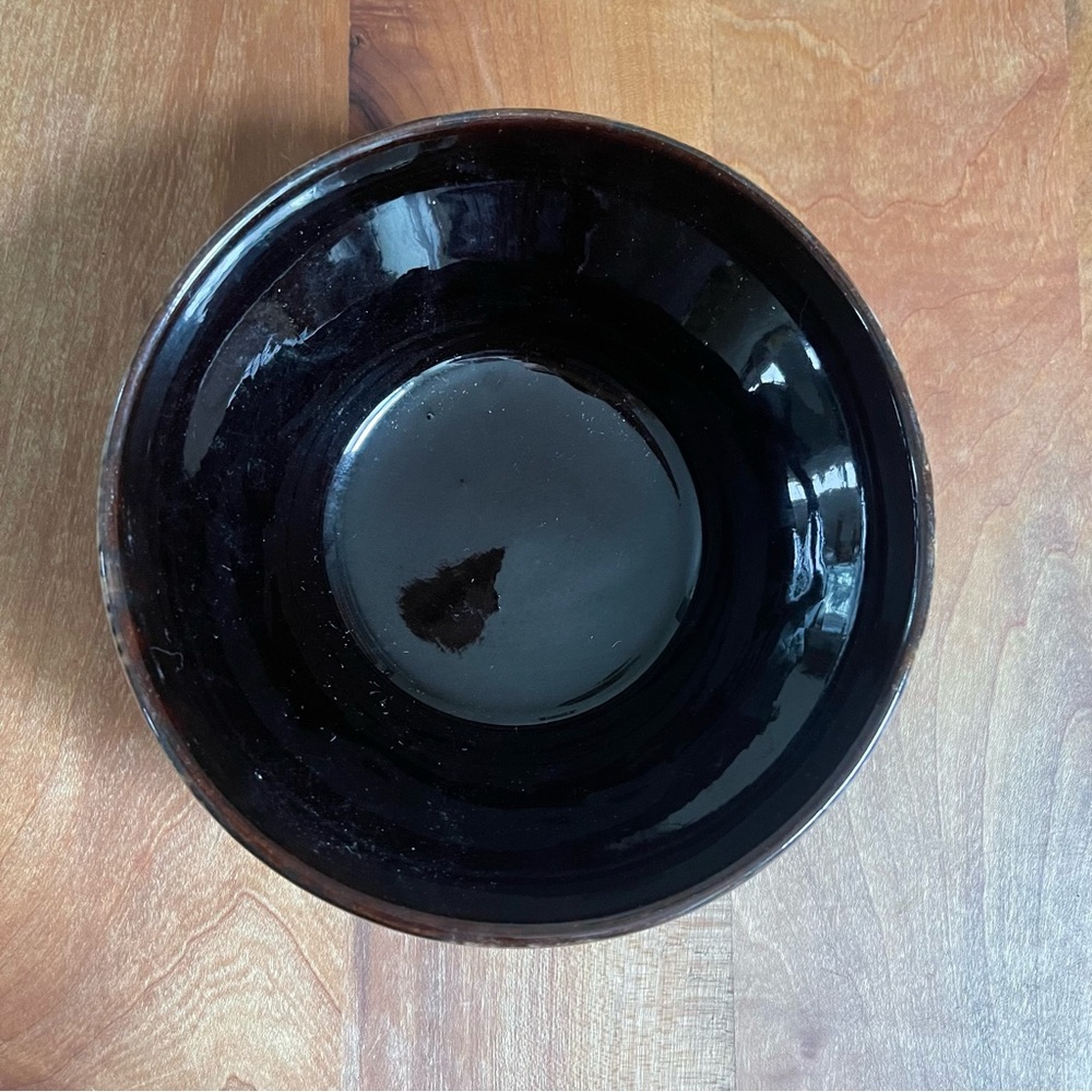 Vintage MCM Handmade Murztal Austria Ceramic Pottery Bowl Drip Black Brown 5.5" - Picture 3 of 6